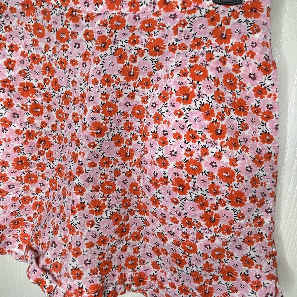 Hello Molly Pink Orange Cotton High Waisted Floral Print Shorts Size 4 - Picture 4 of 7